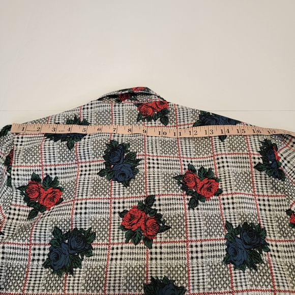 Vintage Leslie Fay Sportswear Floral Gingham Puff Sleeve Tie Button Up Top NWT! - Picture 14 of 15